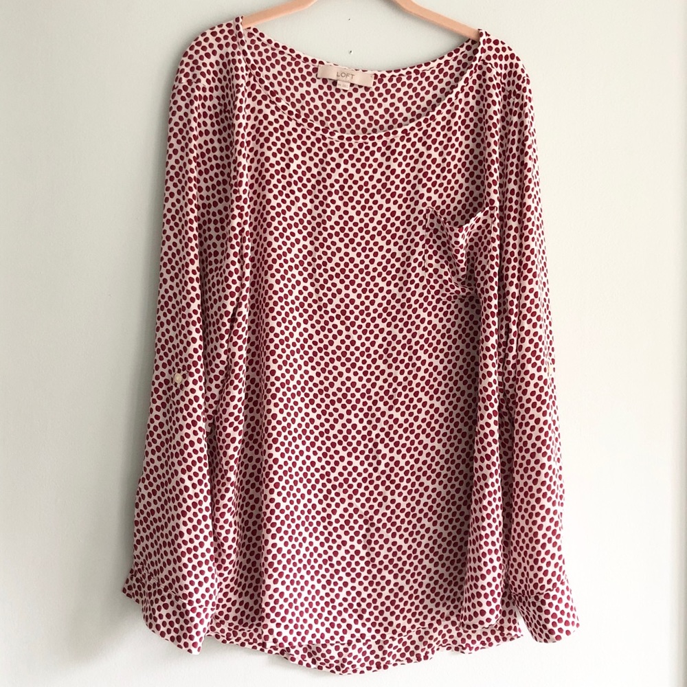 Ann Taylor LOFT Spotted Pocket Blouse XXL